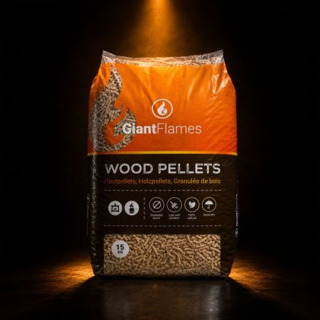 Halbe Palette Giant Flames Holzpellets 35 Säcke x 15 kg (525kg)